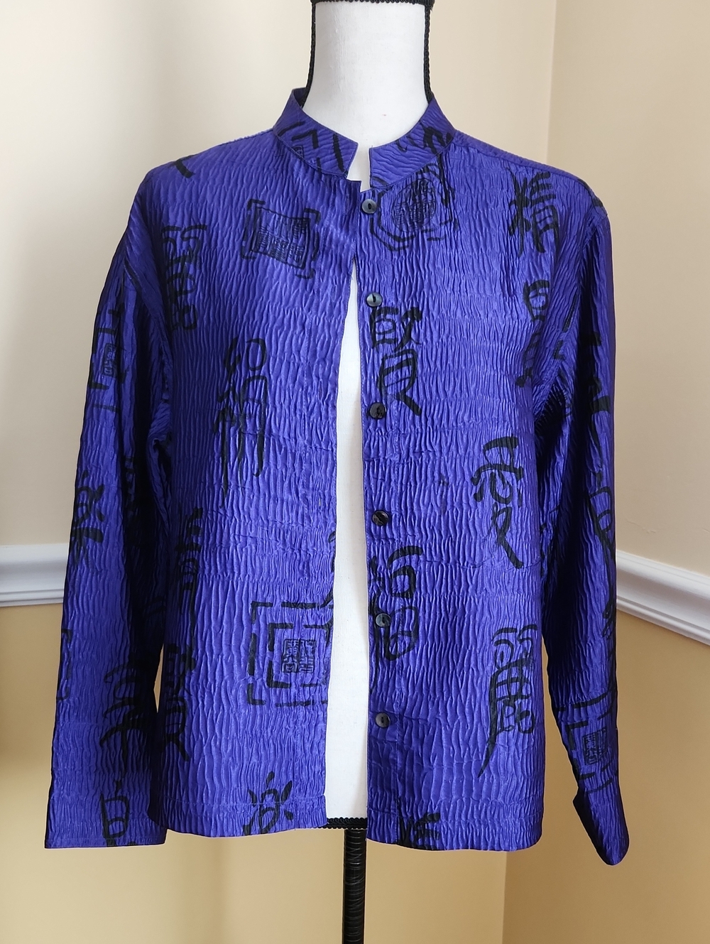Chico's Vibrant Purple Mandarin-Collar Button Jacket Size Medium Gorgeous